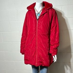 TORRID RED Fit And Flare Nylon Hood Puffer Coat Size 1